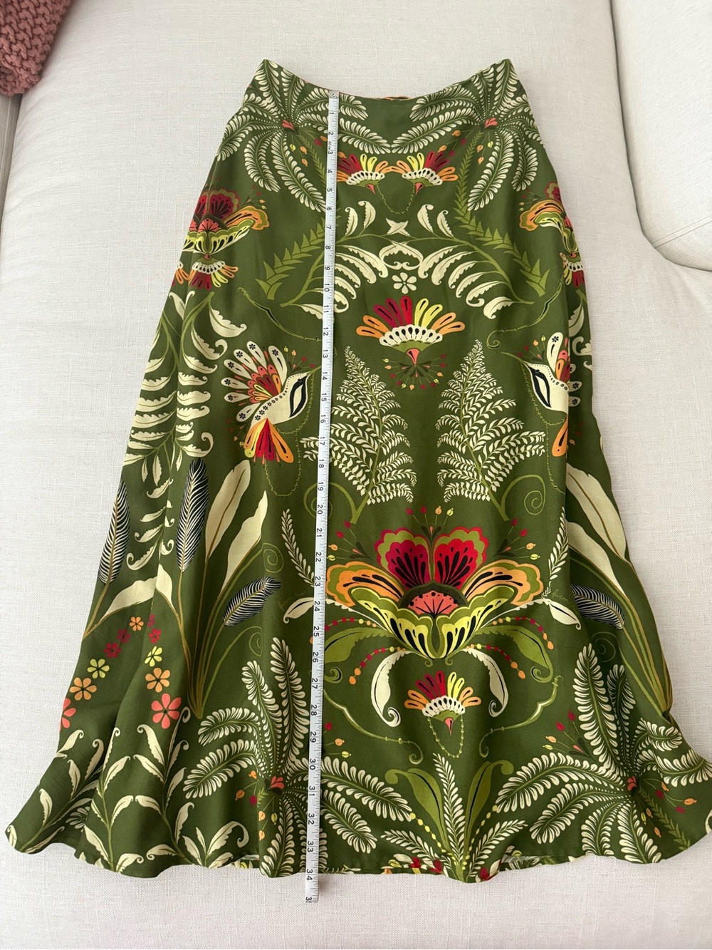 Anthropologie Farm Rio Olive Green Floral A-Line Skirt XS - Picture 7 of 7